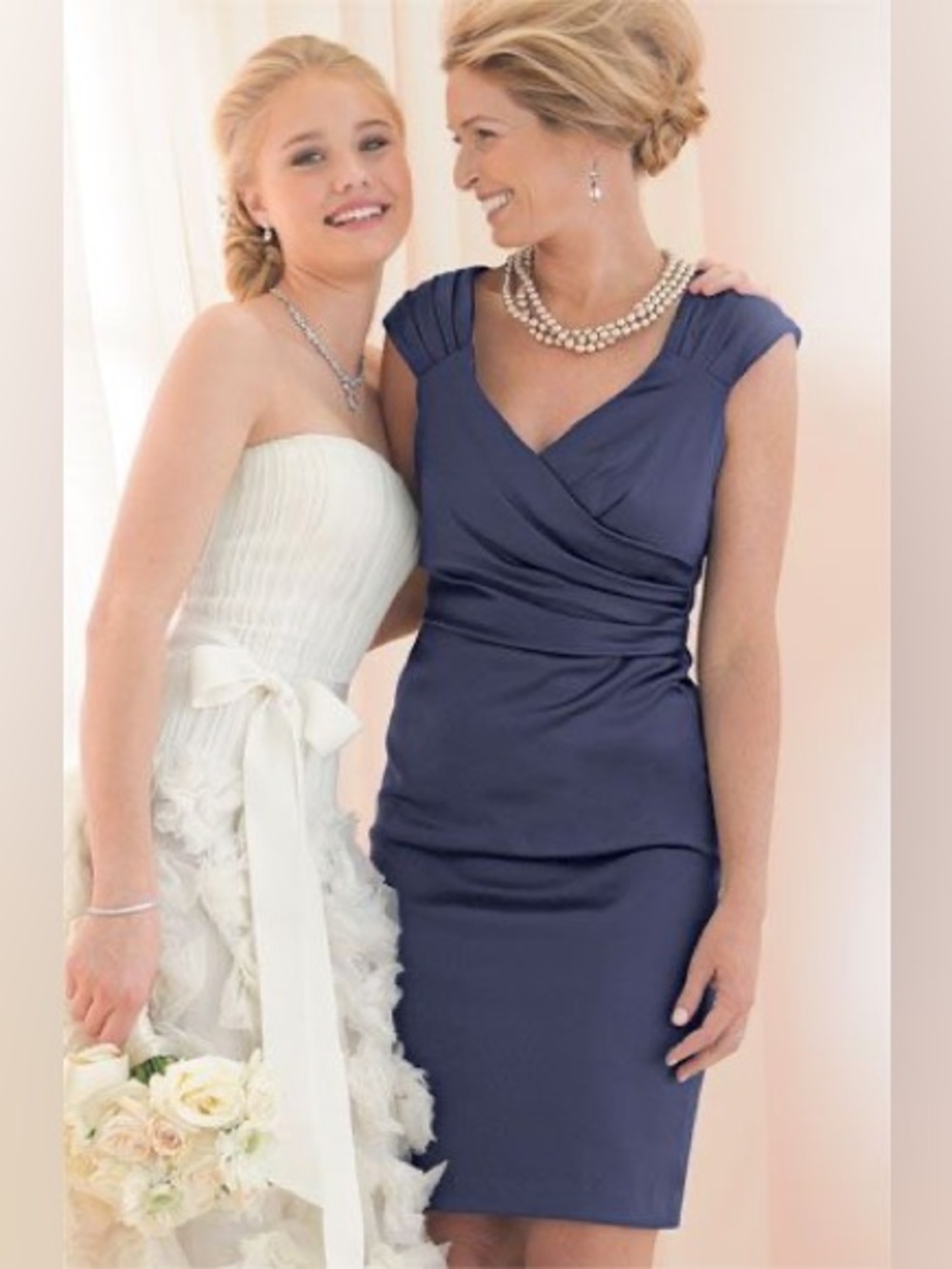 PATRA Elegant Satin Faux Wrap-Front Cap Sleeve Mini Dress 6 Wedding Party Event